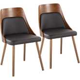 Anabelle Dining Accent Chair in Walnut Wood & Brown Leatherette (Set of 2)